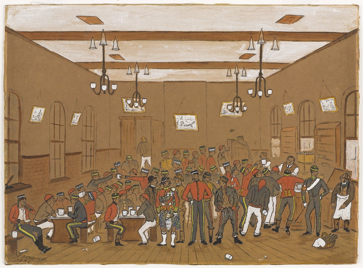 食堂与第7龙骑兵卫队，第3轻骑兵，苏格兰灰烬和第10轻骑兵，1886年（纸上写着） 作者 英语学校