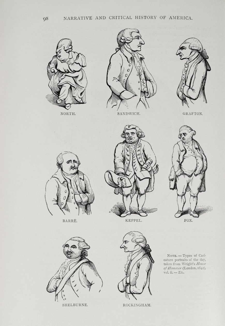 1886年伦敦Justin Winsor编辑的“美国叙事与批评史”的漫画 作者 英语学校