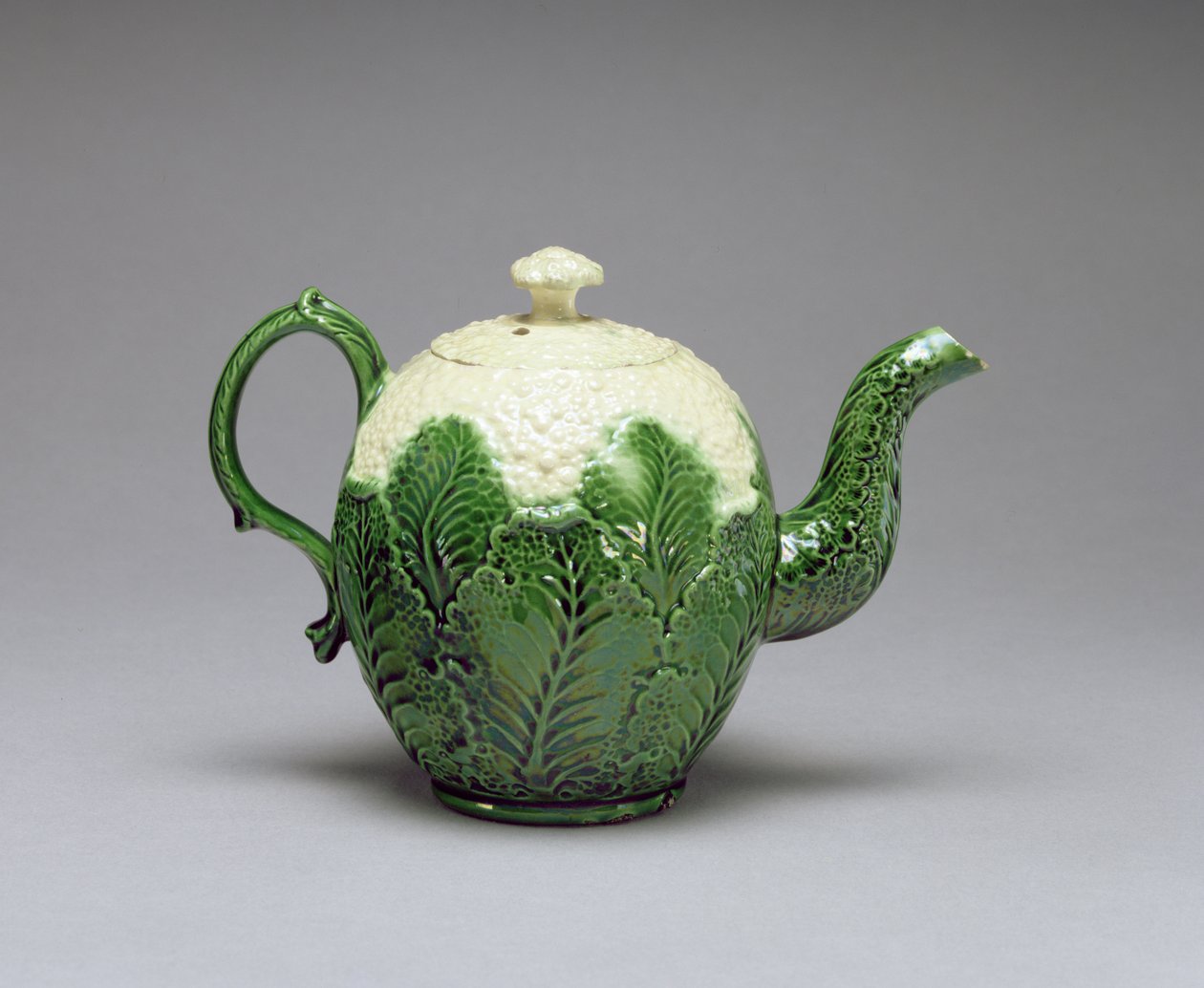 花椰菜茶壶，来自斯塔福德郡的Burlem，c.1759-66（铅釉奶油陶器，滑模） 作者 英语学校