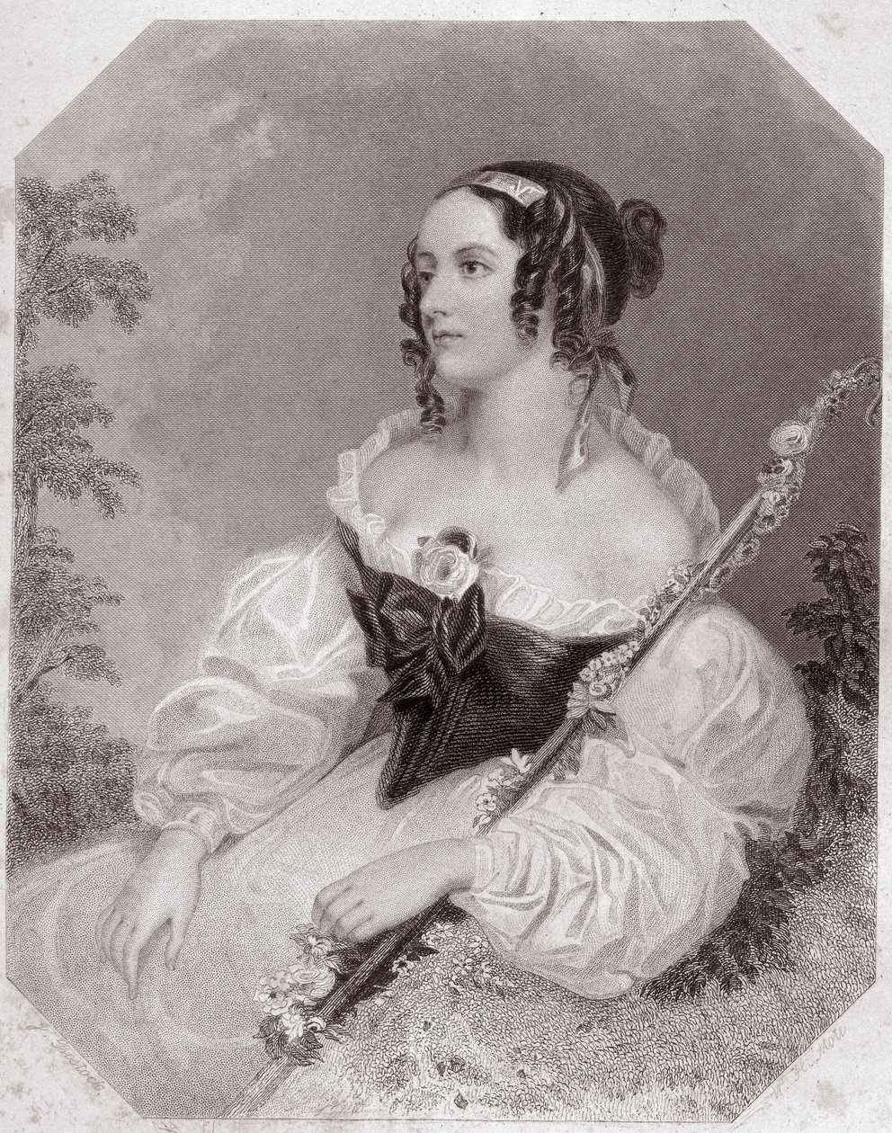 Frederic (Comme il vous please) Celia (As You Like it) 的 Celie 女儿在 - “”莎士比亚女性画廊，收藏了早期伦敦艺术家的 45 幅严肃肖像，并带有批判性和文学性的通知“””大约 1838 年 - 从 《》画廊 作者 英语学校