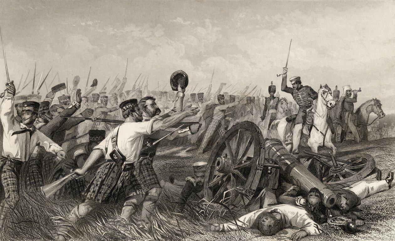 1858年出版的“印度叛变史”中的哈夫洛克将军在卡恩波尔之前的指控 作者 英语学校