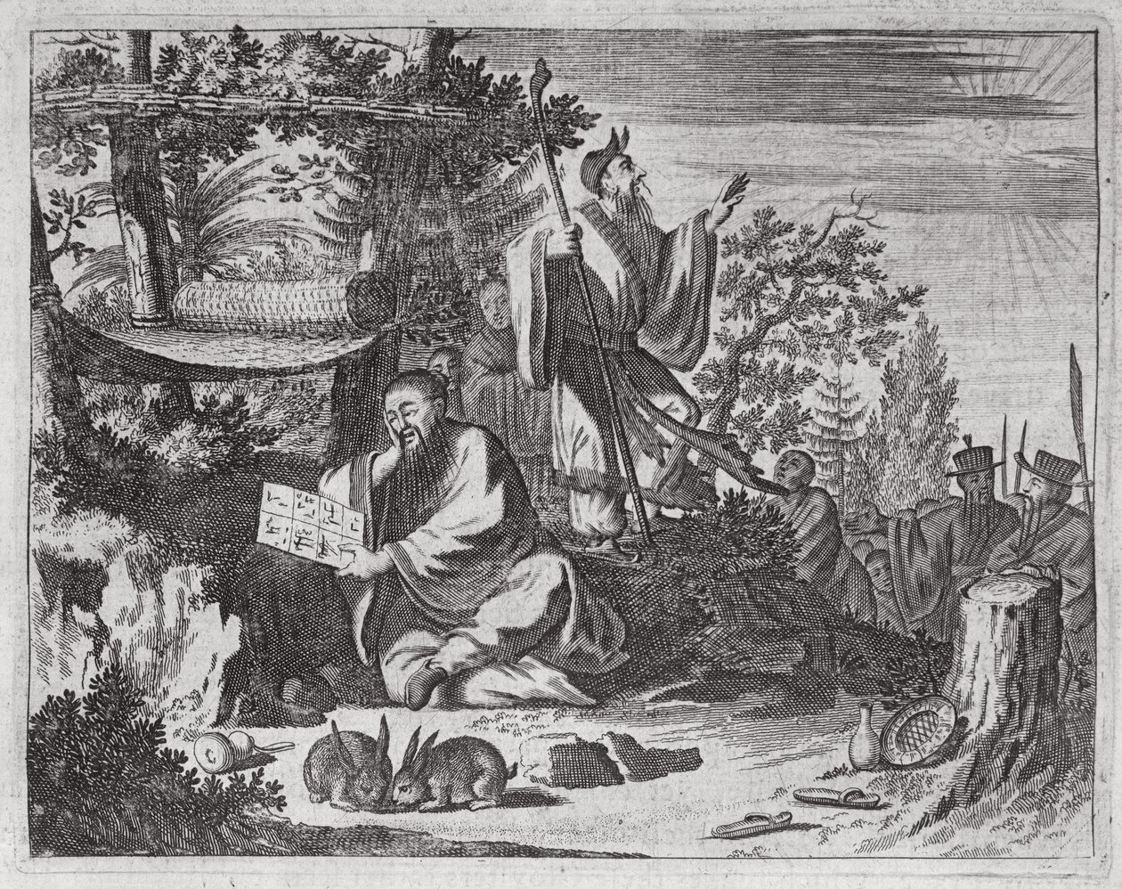 中国圣人，从大使馆到中国的描述插图，1690年 作者 英语学校