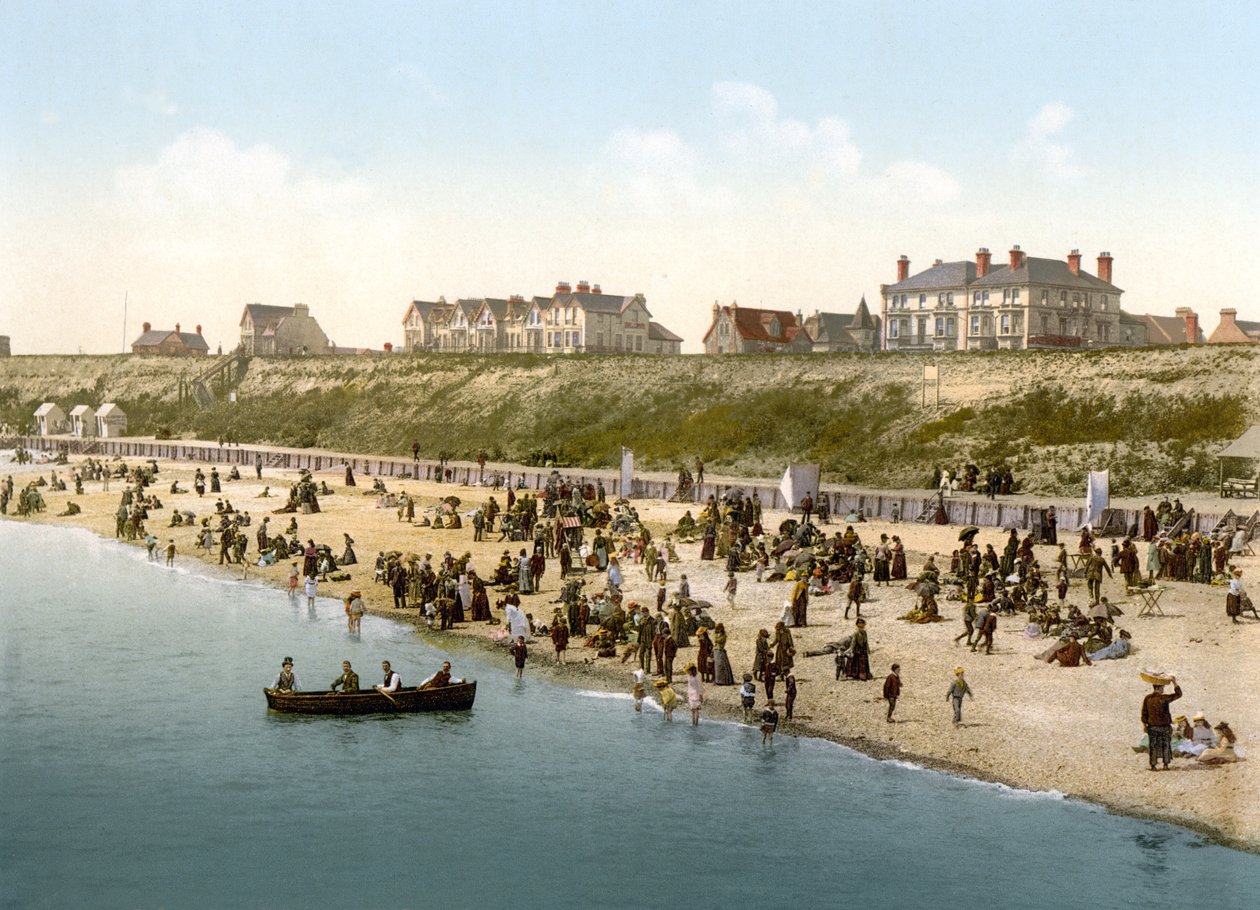 悬崖和海滩，Clacton-on-sea（手工彩色照片） 作者 英语学校
