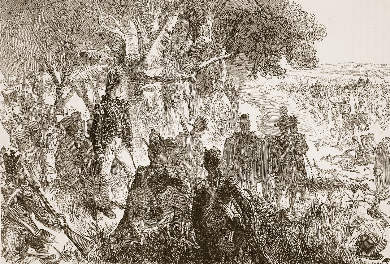 Clive at Plassey，插图来自卡塞尔斯画报历史的印度詹姆斯格兰特，酒吧。 1879年 作者 英语学校