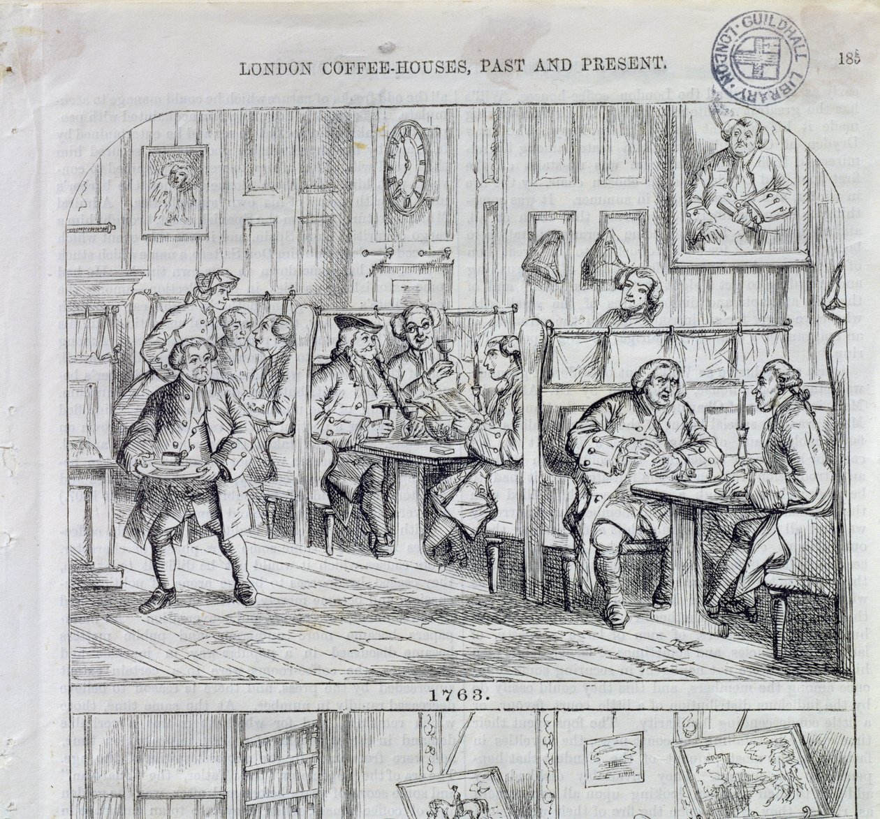 1763年的咖啡厅，来自伦敦咖啡馆过去和现在（彩色雕刻） 作者 英语学校