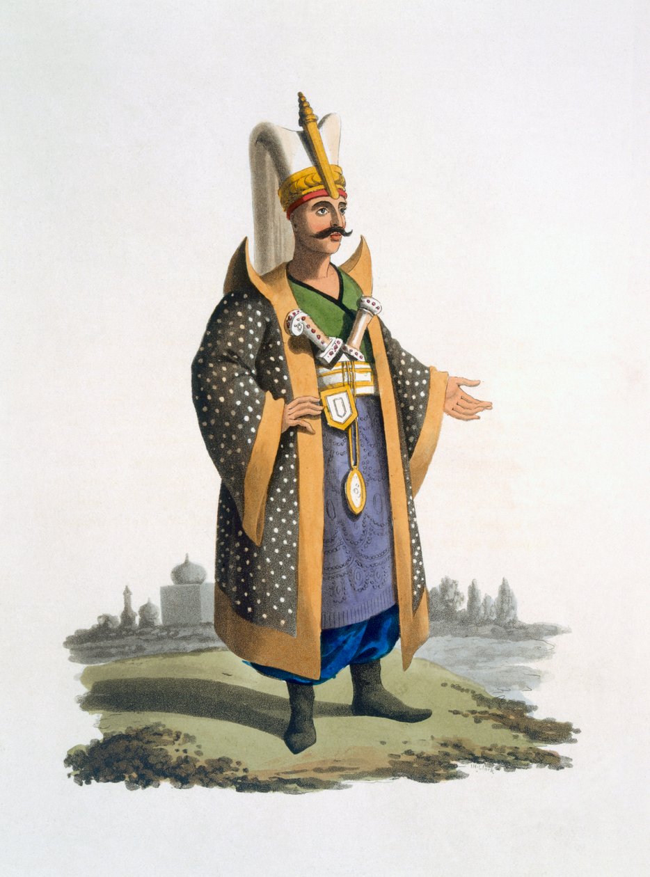 1818年（彩色aquatint）珠宝和匕首的Janissaries上校 作者 英语学校