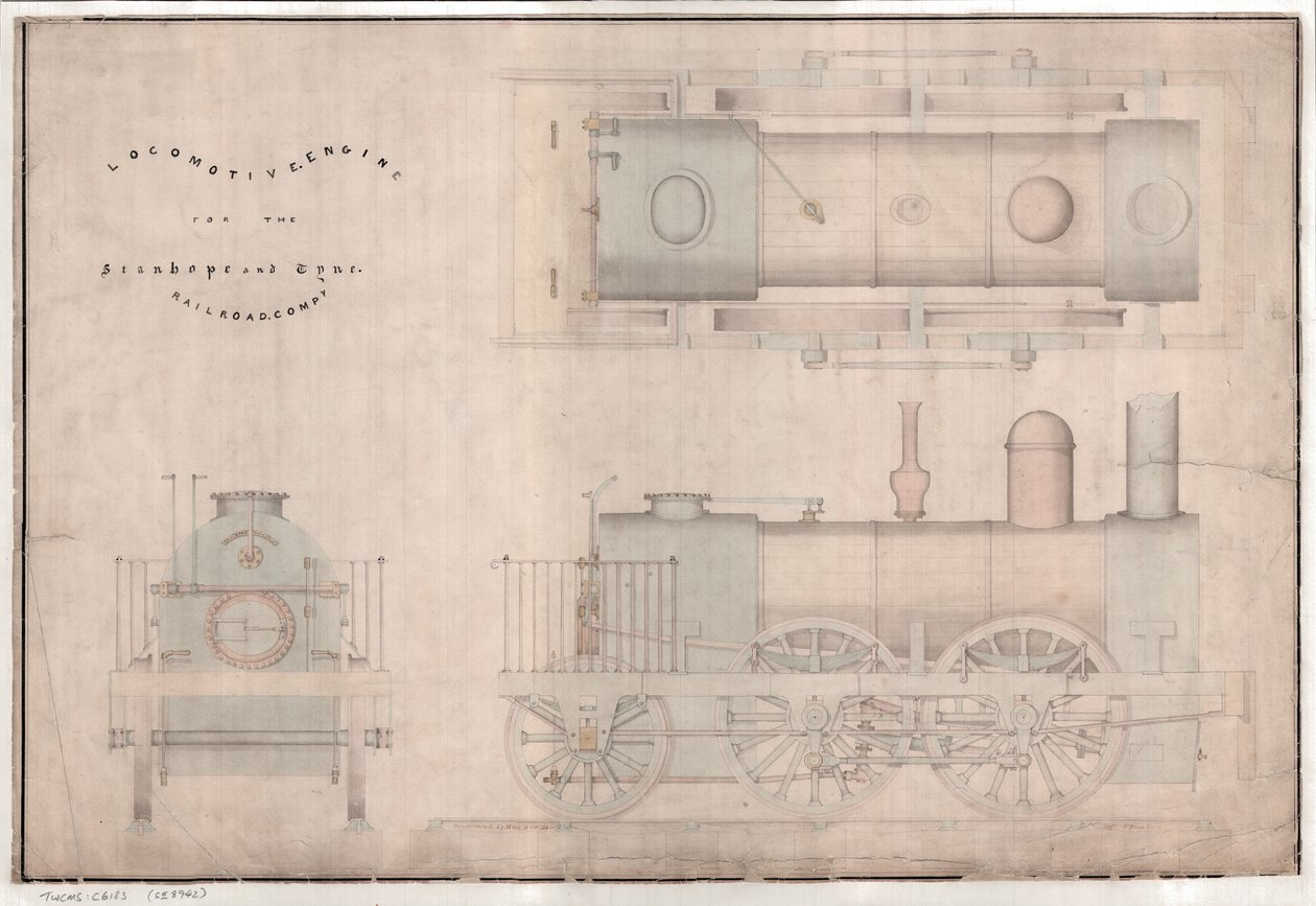 R. and W. Hawthorn and Co.为Stanhope and Tyne铁路公司的施工图，0-4-2机车和标书 作者 英语学校