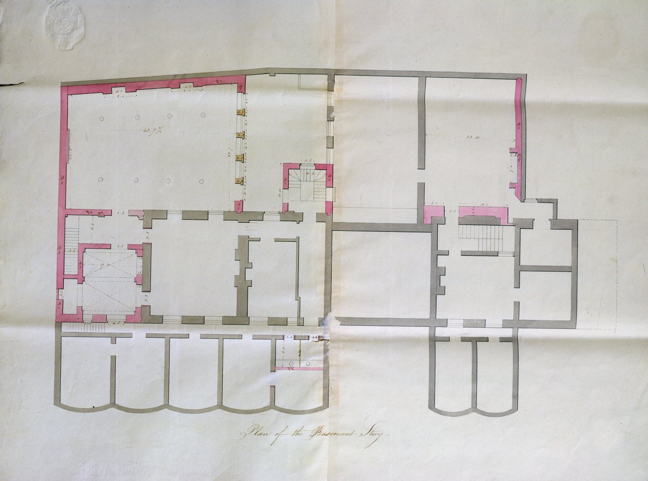 1800年皇家学院地下室的合同图纸 作者 英语学校