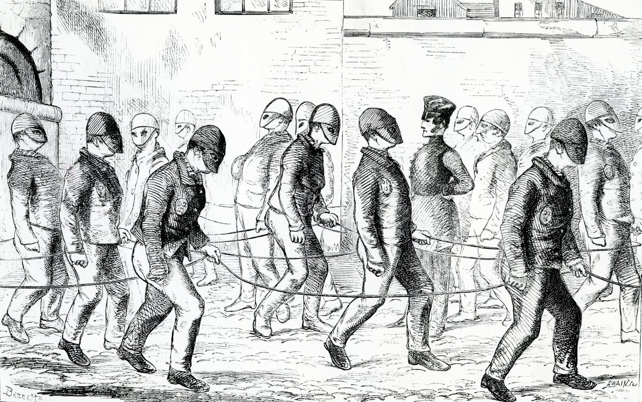 1862年亨利·梅休和约翰·宾尼的“伦敦刑事监狱与监狱生活场景”在Pentonville监狱中行使罪犯 作者 英语学校