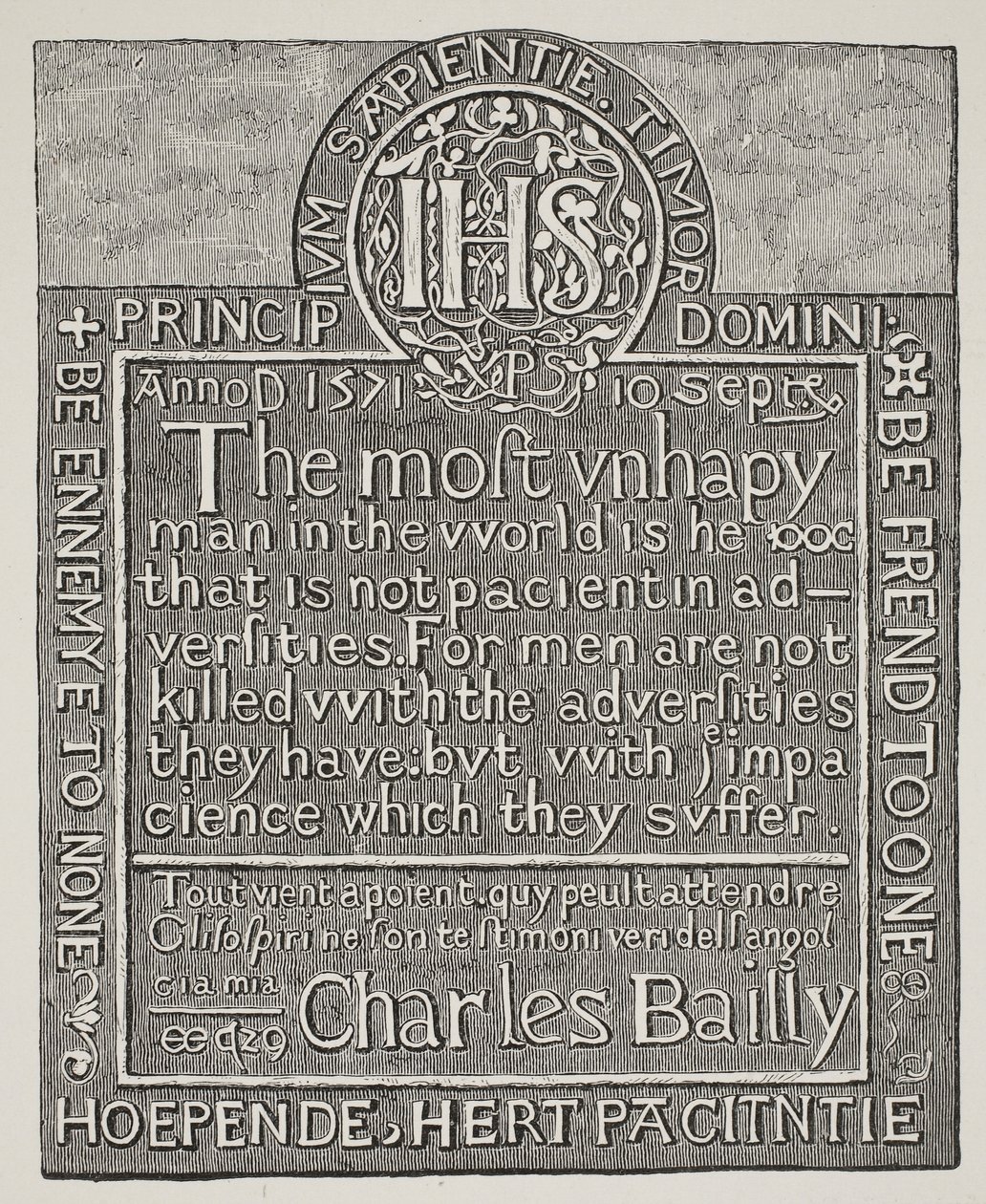 1571年伦敦塔的Beauchamp塔墙上的Charles Bailly雕刻的复制品 作者 英语学校