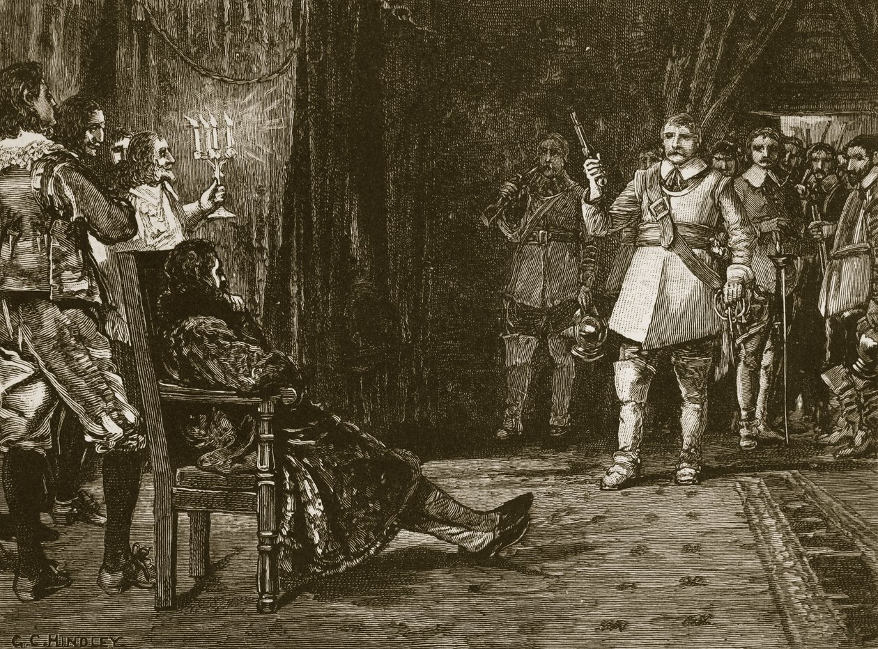 Cornet Joyces采访了Charles，来自Cassells Illustrated History of England的插图（棕褐色照片） 作者 英语学校
