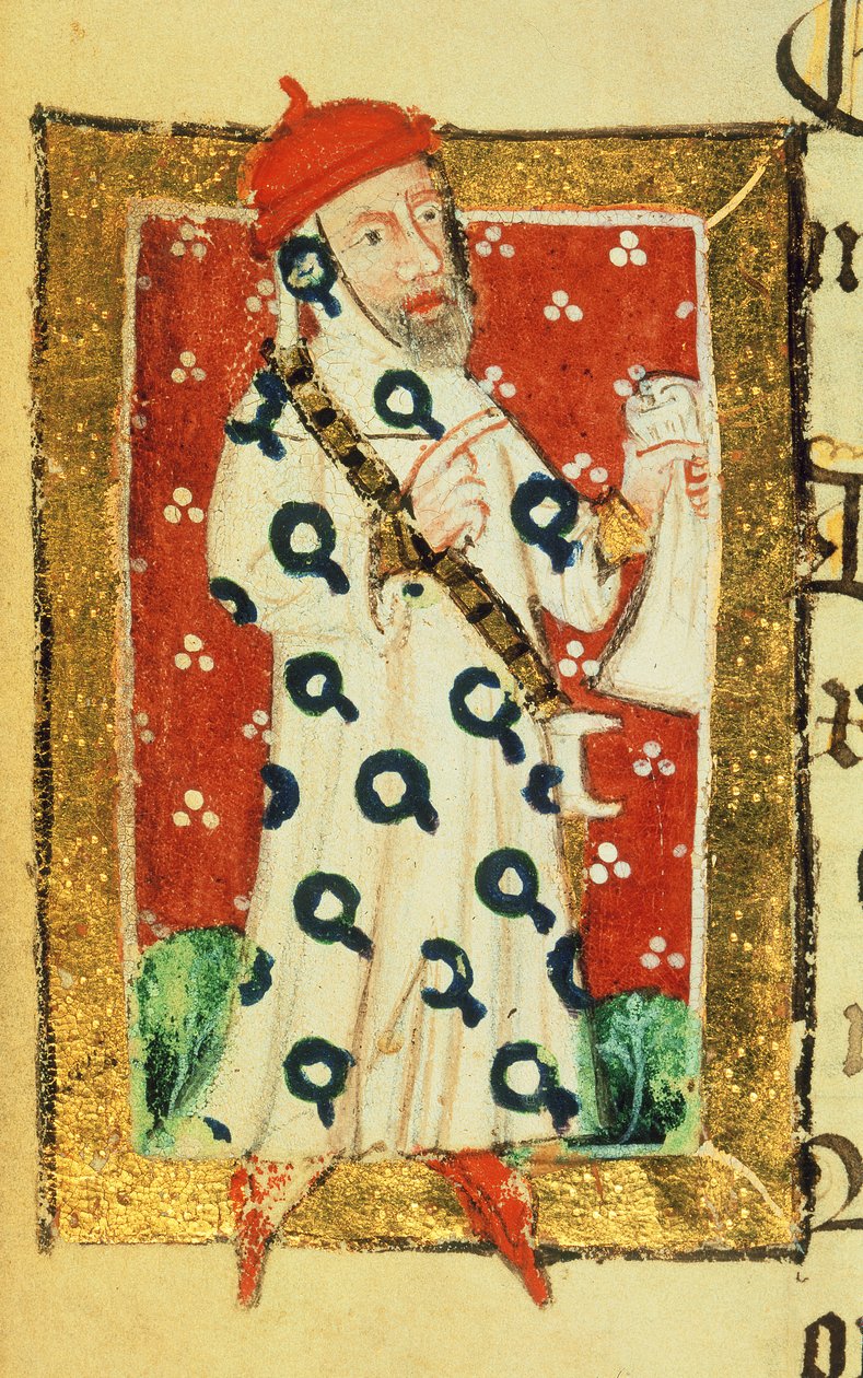 Cott Nero D VII f.105v Nigel Lorning, Knight of the Garter, from the Benefactors Book of St. 作者 英语学校