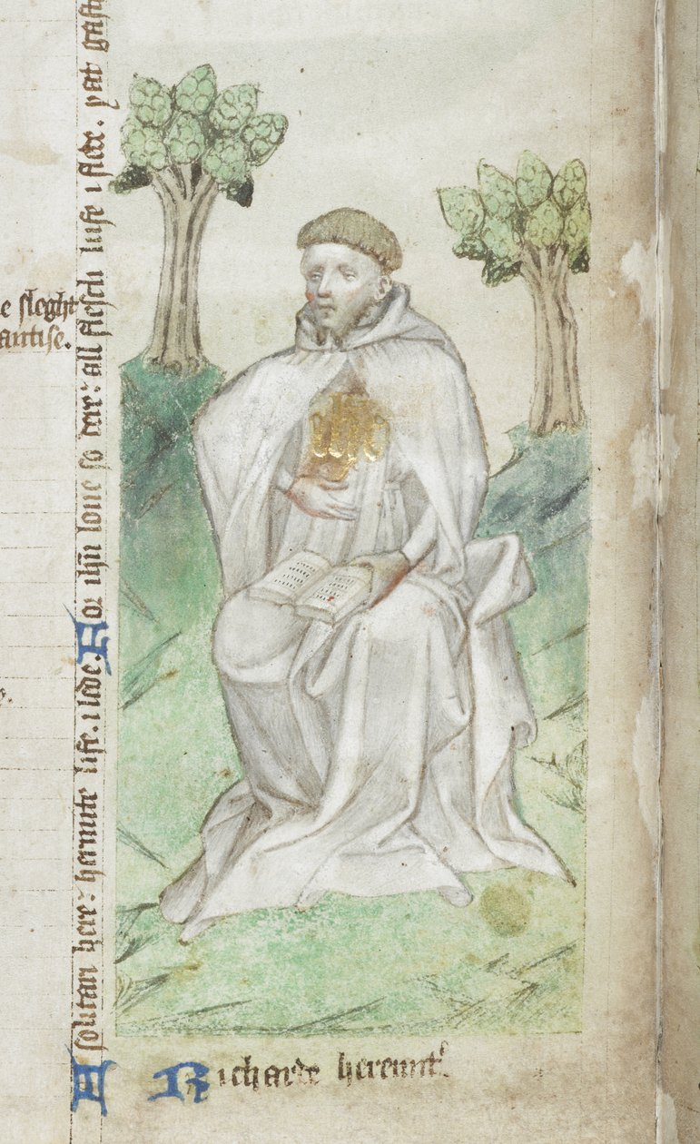 Cotton MS Faustina B.VI (2) f008v，Richard Rolle of Hampole，细节（牛皮纸） 作者 英语学校