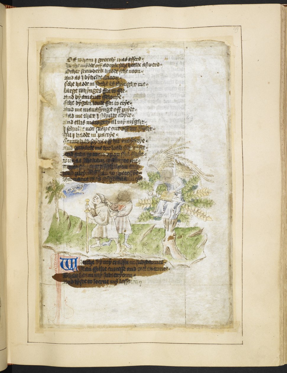 Cotton Ms Tiberius A vii fol.49 《亡灵魔法的人格化》（牛皮纸） 作者 英语学校