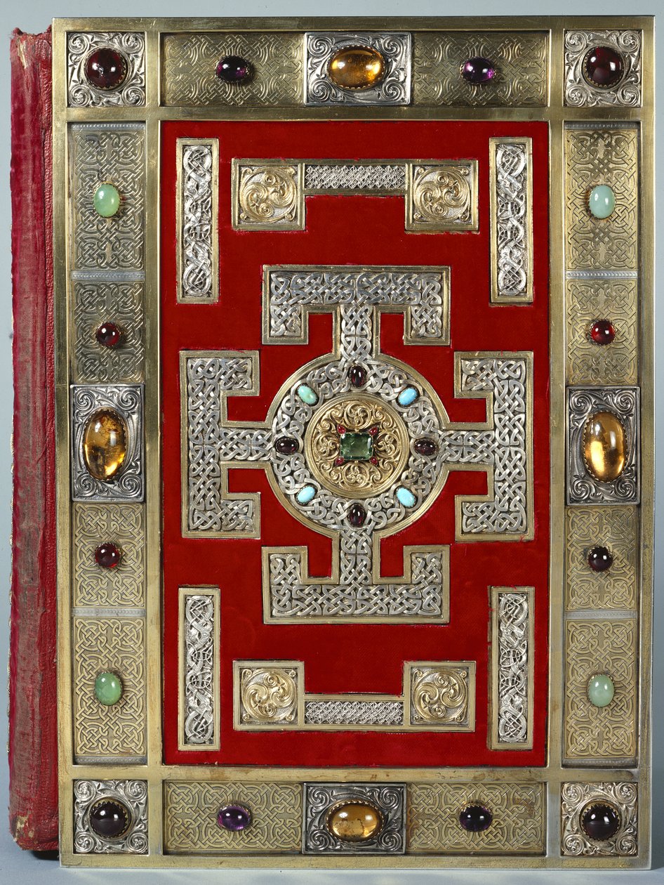 棉布尼禄 D.IV 版林迪斯芳福音书装订，1853 年重新装订（皮革镶金和半宝石） 作者 英语学校