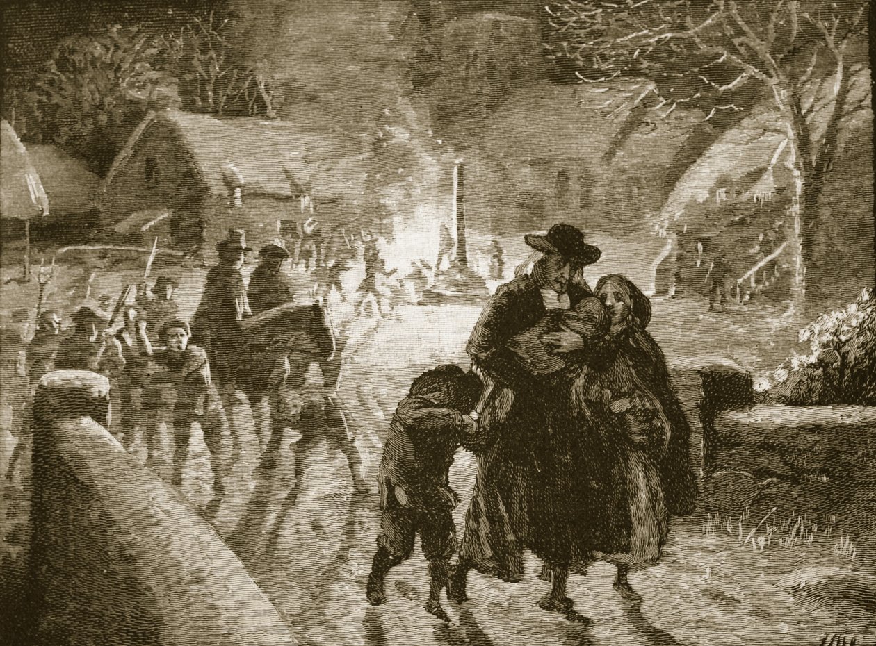 Covenanters驱逐一位圣公会神职人员，插图来自Cassells Illustrated History of England（sepia photo） 作者 英语学校