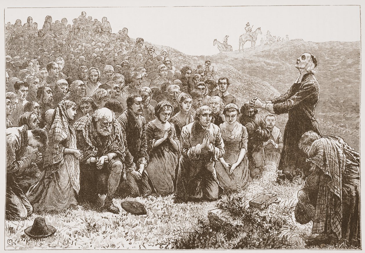 Covenanters崇拜由Whitadder的银行，例如James Aitken Wylie的新教历史（1808-1890），酒吧。 1878年 作者 英语学校