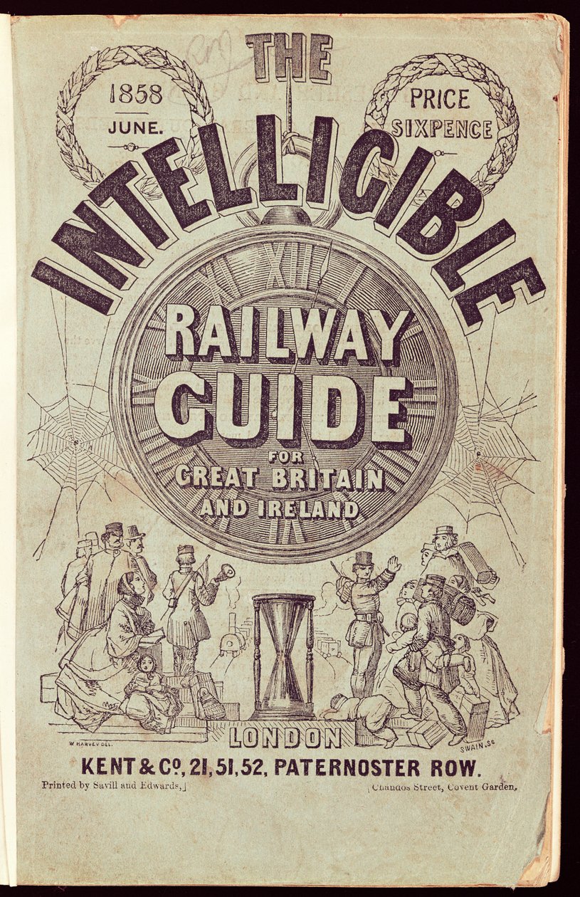 Intelligible Railway Guide》封面，1858 年 6 月（印刷品） 作者 英语学校