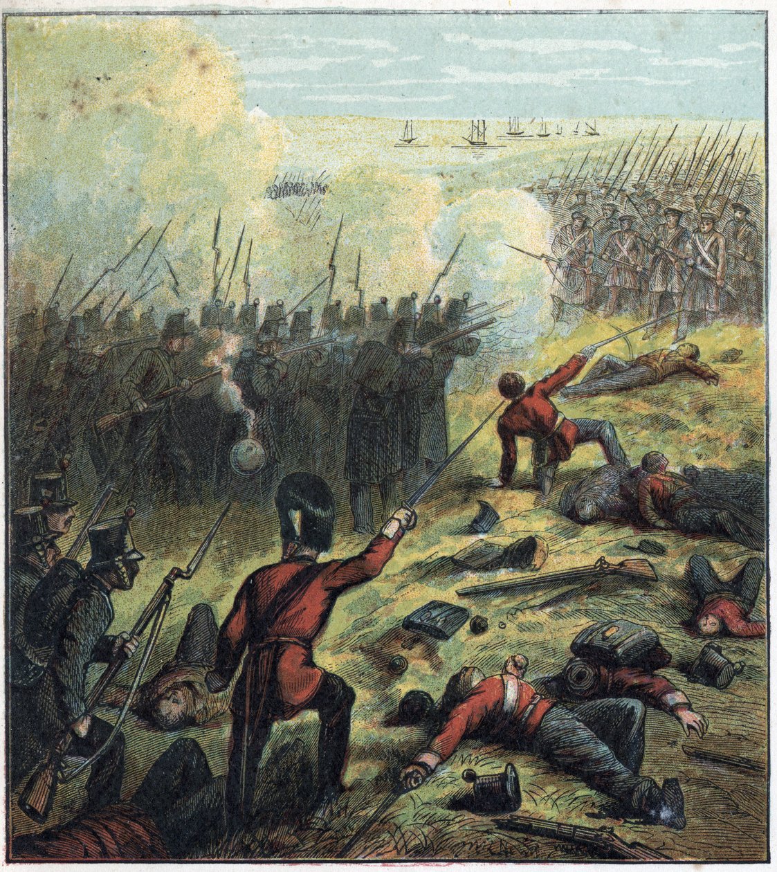 俄罗斯和奥斯曼帝国之间的克里米战争（1853-1856）：法国和英国与土耳其人结盟，于1854年10月17日至1855年9月8日围攻俄罗斯港口塞巴斯托波尔。围攻塞巴斯托波尔 作者 英语学校