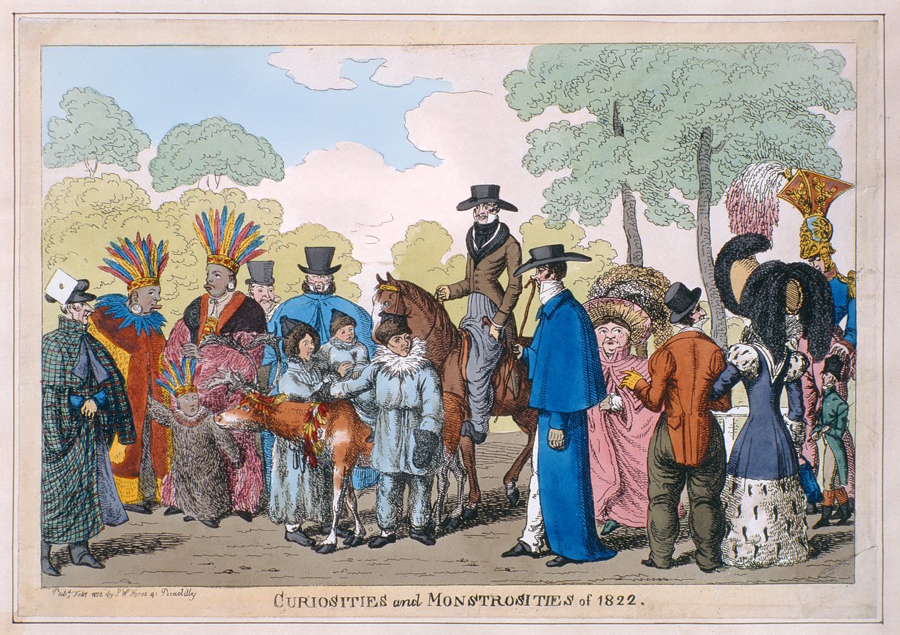 1822年的好奇心和怪物，1822年（手工雕刻） 作者 英语学校