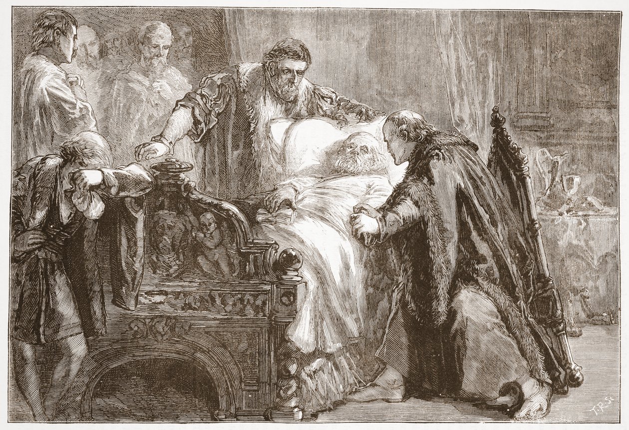 明智的弗雷德里克的死亡，萨克森的选民，詹姆斯艾特肯Wylie（1808-1890），酒吧的新教历史插图。 1878年 作者 英语学校
