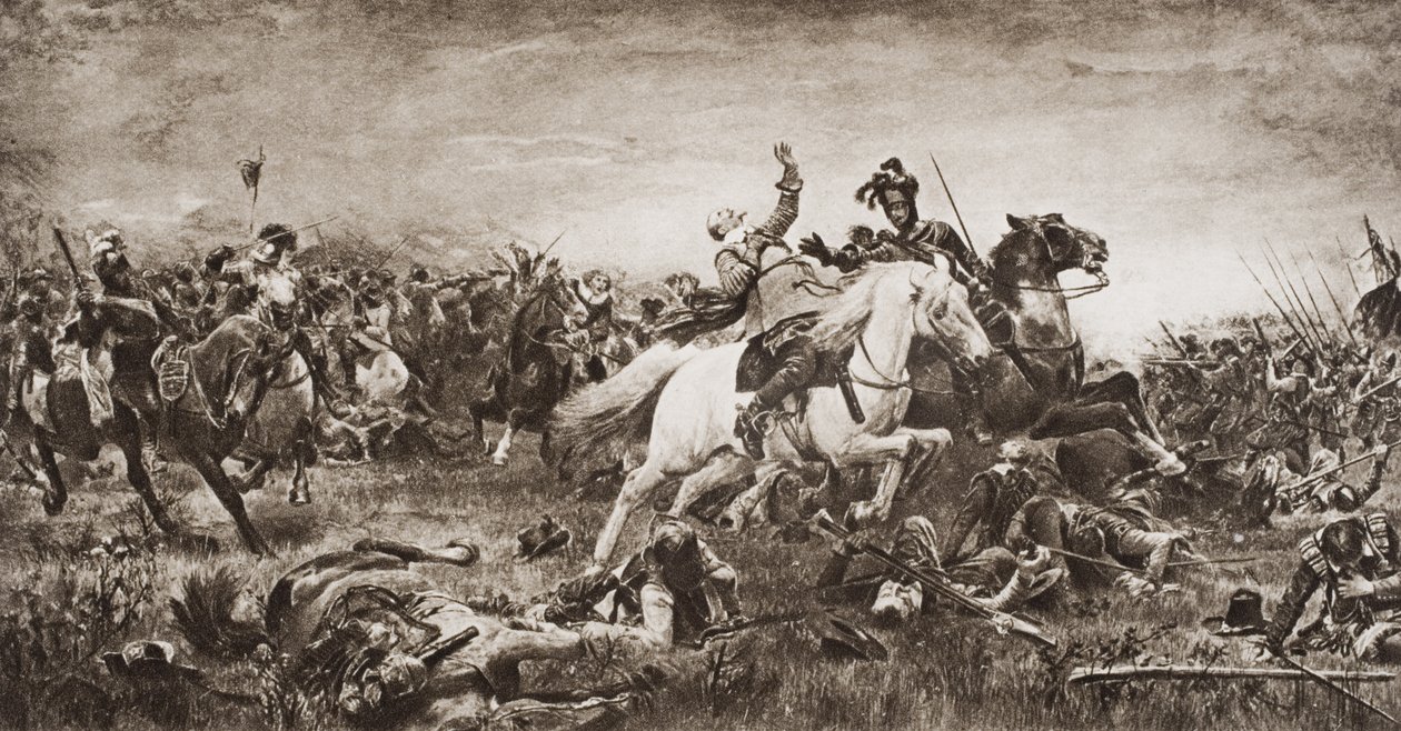 Gustavus Adolphus之死，HG Wells的“历史概论”插图，第二卷，1920年出版 作者 英语学校