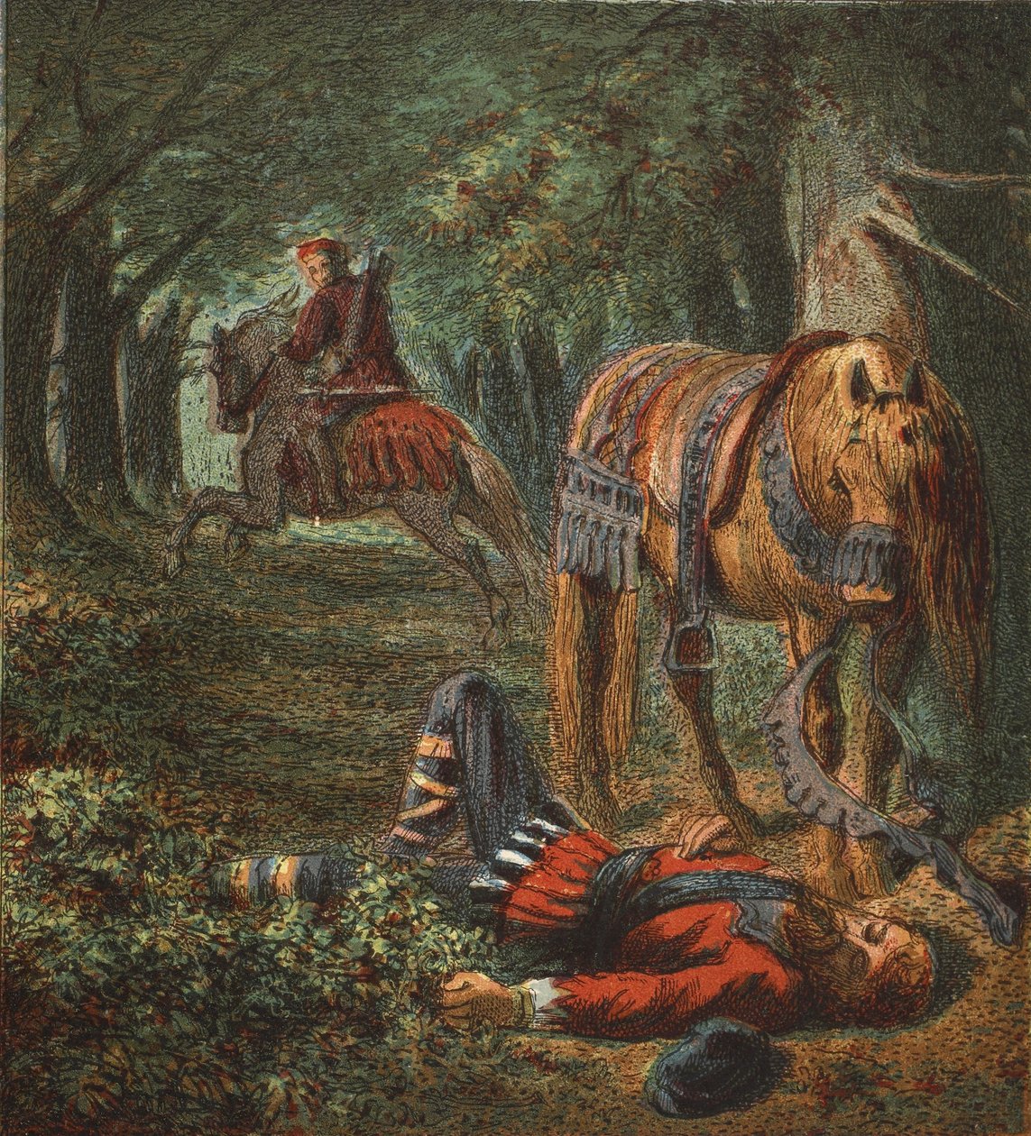 威廉二世之死，酒吧。 1890 年（彩色石版画） 作者 英语学校