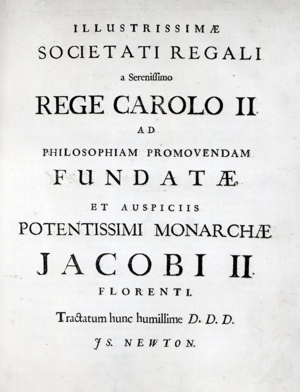 致力于皇家学会的第一版牛顿Philosophiae Naturalis Principia Mathematica，1687 作者 英语学校