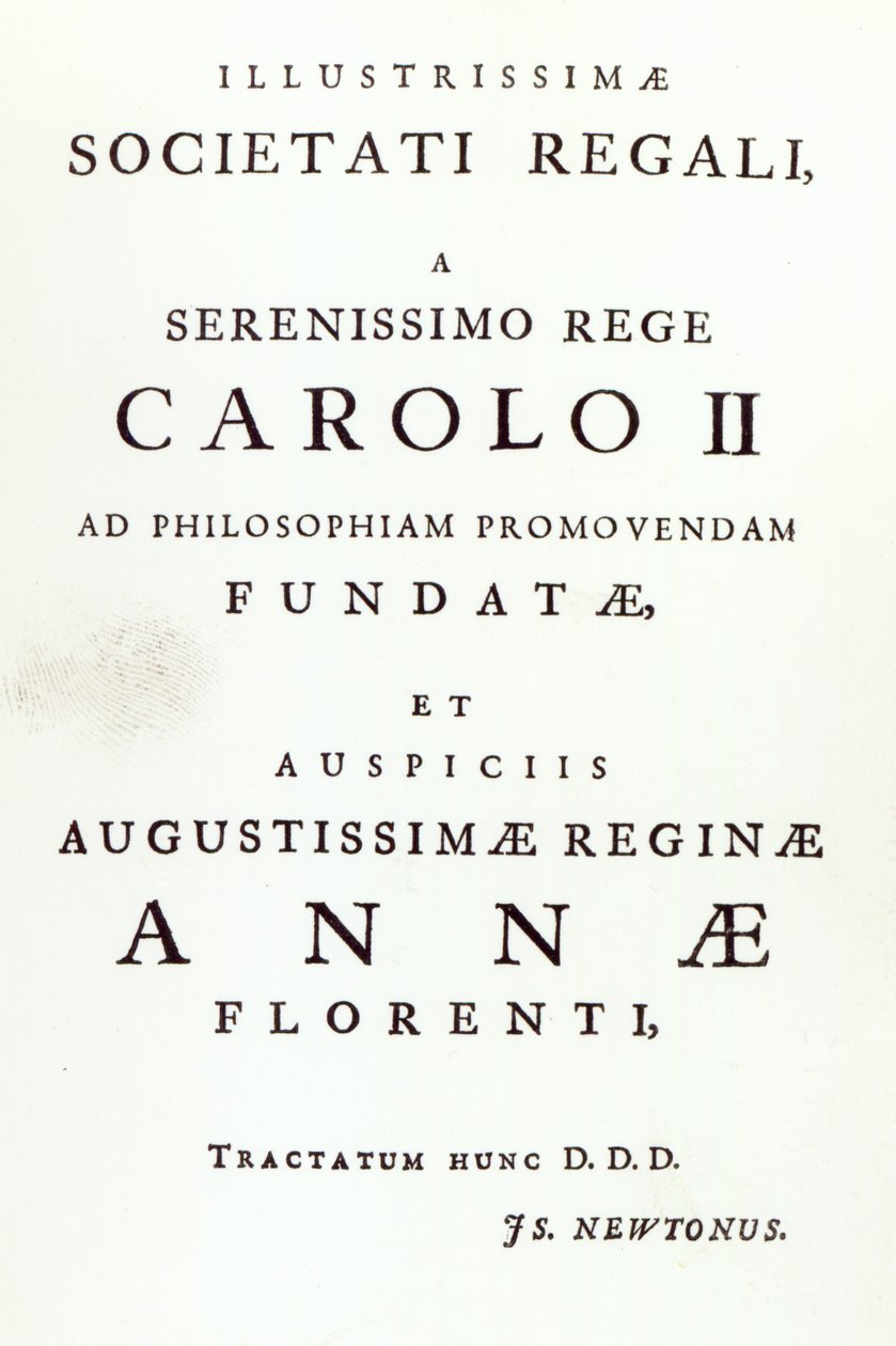 致力于皇家学会的第二版牛顿Philosophiae Naturalis Principia Mathematica。 1713 作者 英语学校