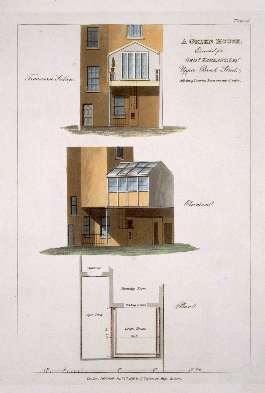 设计为绿色的房子，为G. Farrant执行，1806年 作者 英语学校