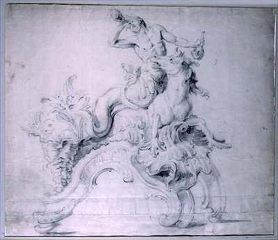 兰伯特-西吉斯伯特-亚当设计的鎏金青铜火犬的设计图 作者 英语学校