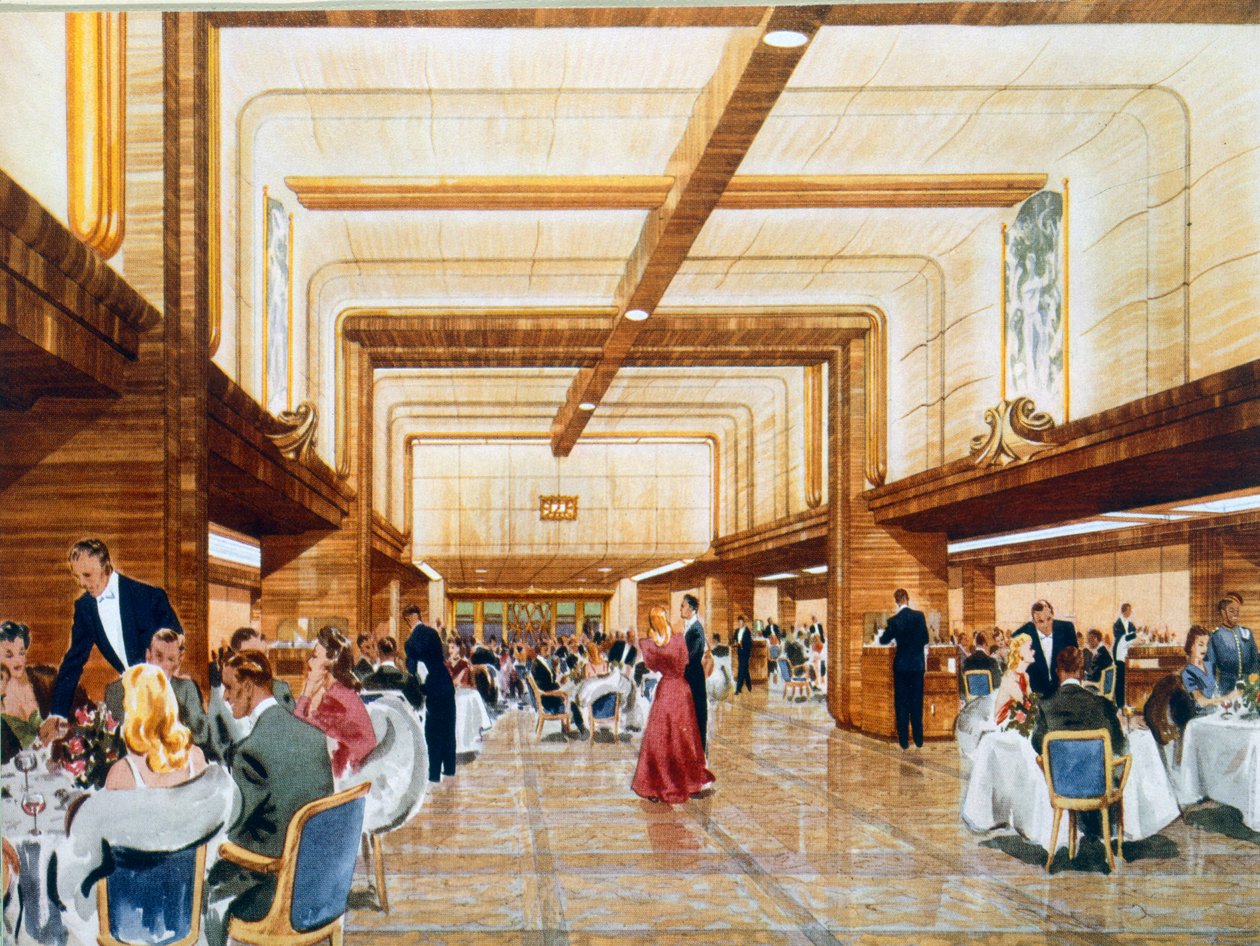 1947年的促销手册，在RMS Caronia上共进晚餐和跳舞 作者 英语学校