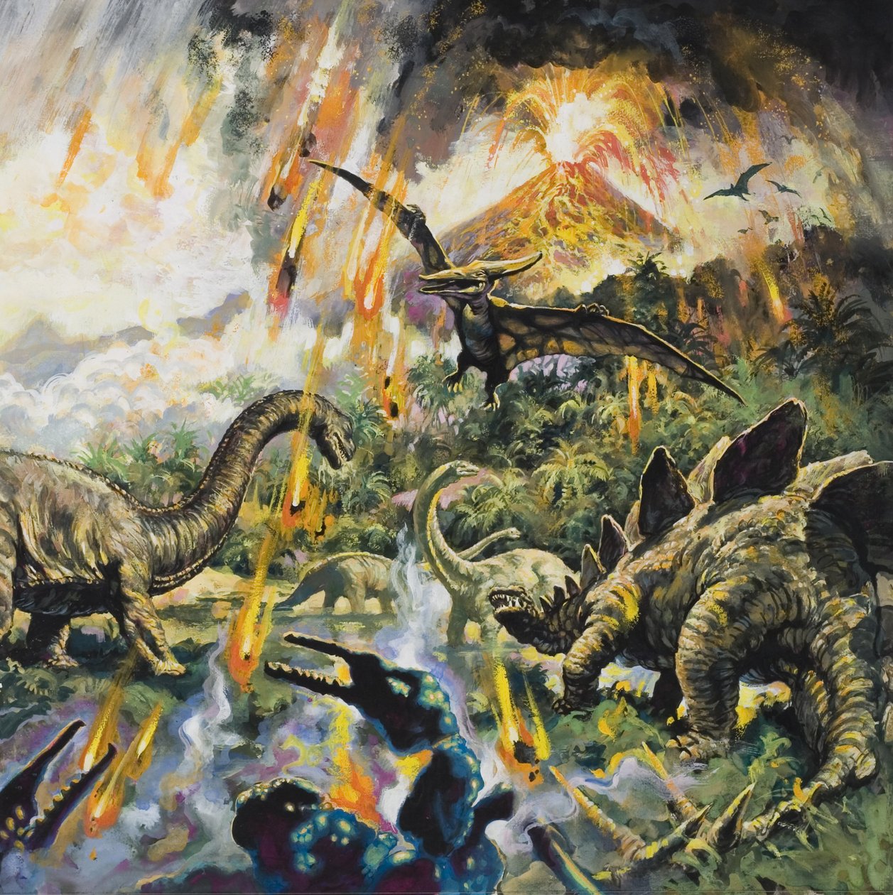 恐龙与火山（水粉画纸） 作者 英语学校