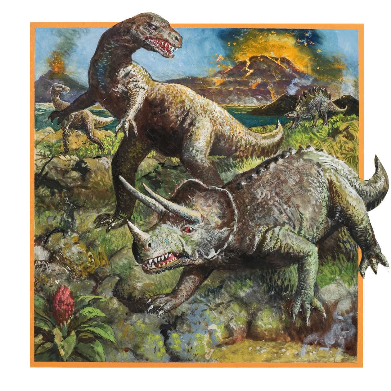 有火山的恐龙（水粉画纸） 作者 英语学校