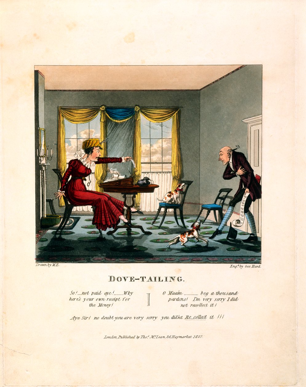由乔治·亨特（George Hunt）雕刻的鸽子尾巴，由托马斯·麦克莱恩（Thomas Mclean）于1827年出版 作者 英语学校