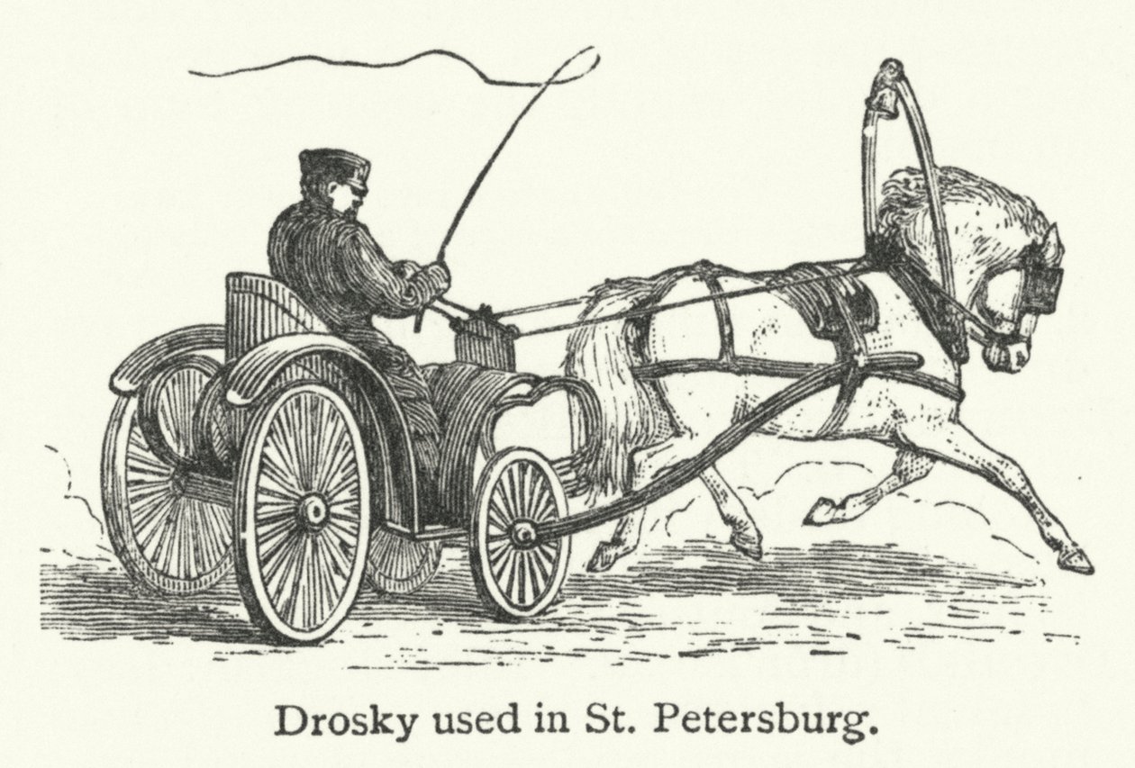 在圣彼得堡使用的 Drosky（雕刻） 作者 英语学校