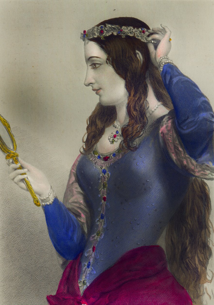 普罗旺斯的埃莉诺，英格兰亨利三世的女王陛下，1856年伦敦亨利G.博恩印刷（彩色版画） 作者 英语学校