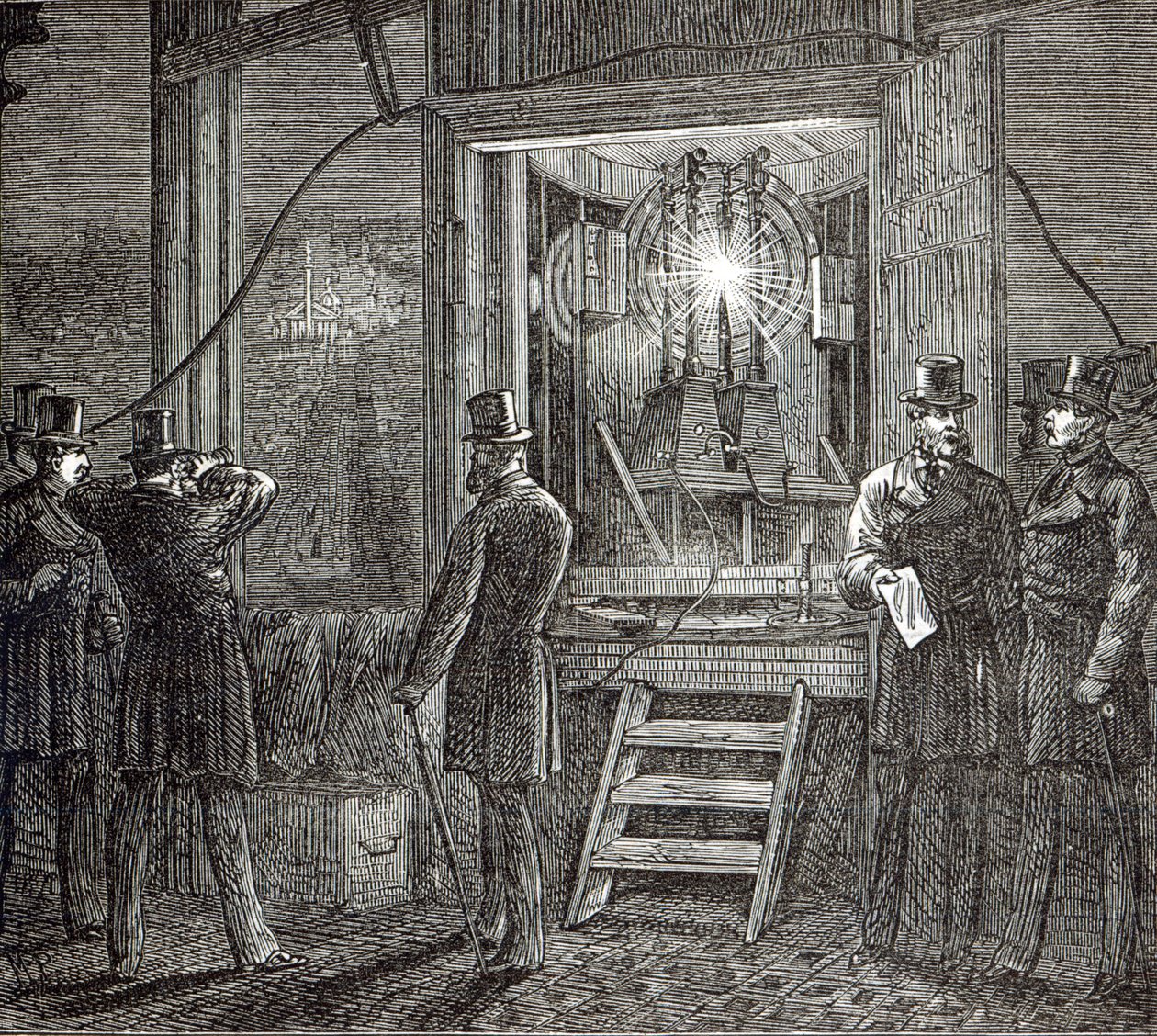 钟楼的电气设备，议会议院从被说明的伦敦新闻，1873年8月16日 作者 英语学校
