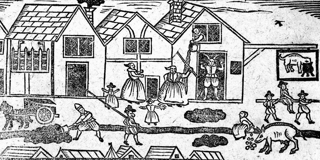 伊丽莎白时代的街景，来自一本Roxburghe Ballads 作者 英语学校