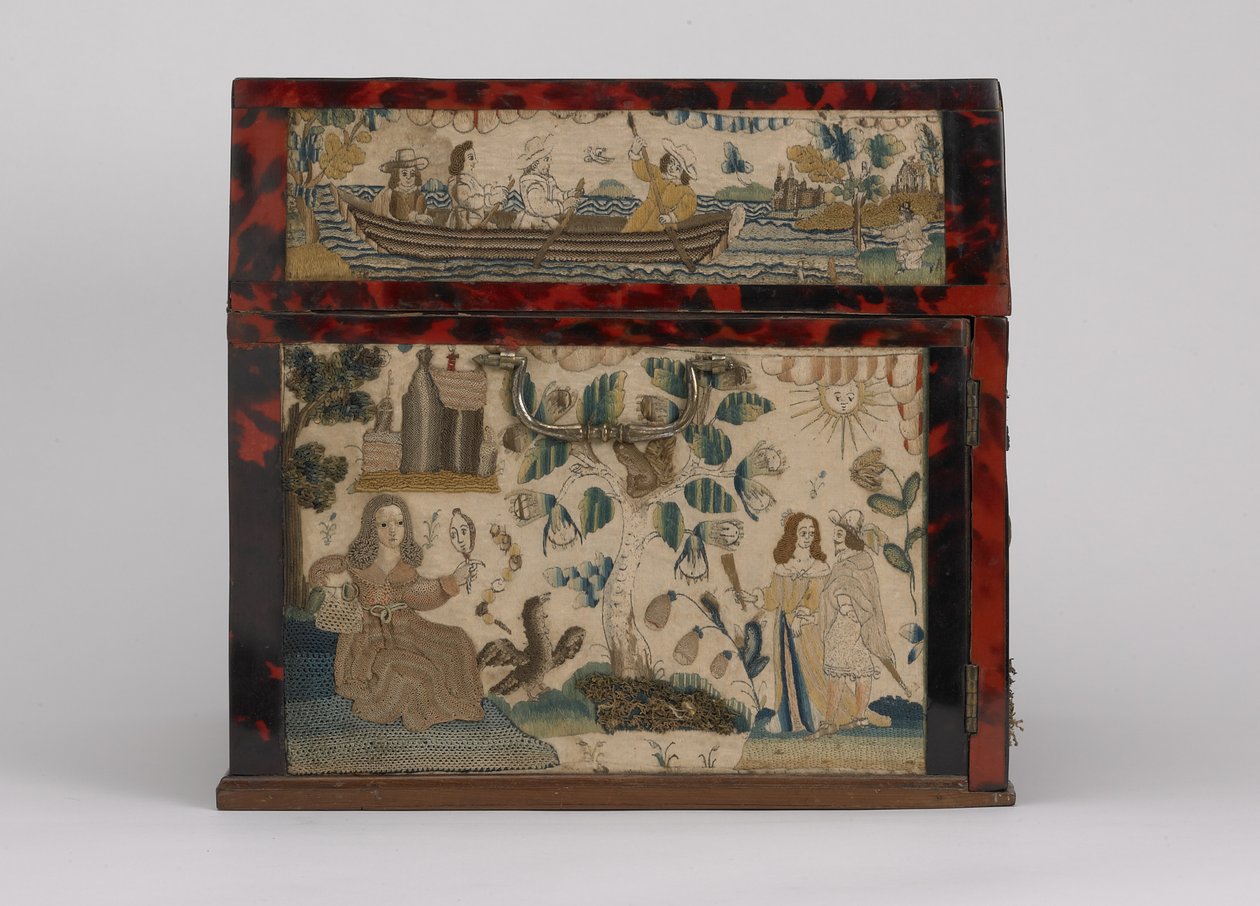 刺绣棺材，c.1660（丝绸，帆布，木头，玳瑁和银色坐骑） 作者 英语学校
