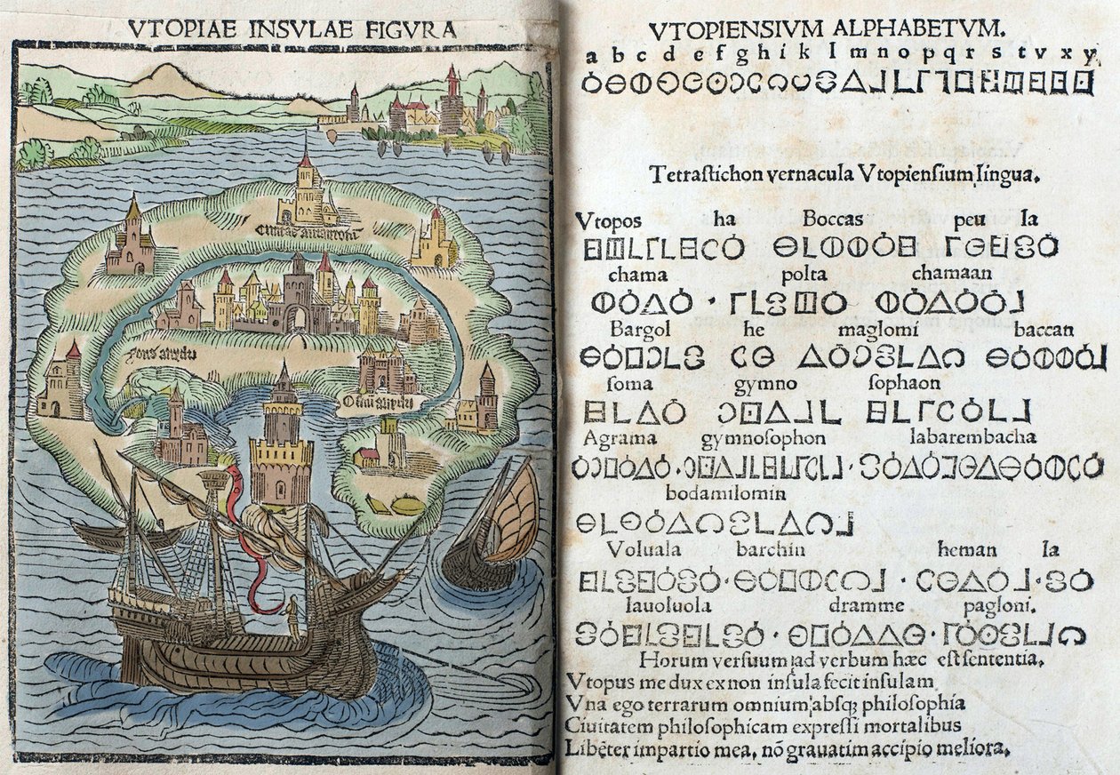 托马斯·莫尔（Thomas More）的“乌托邦”雕刻 作者 英语学校