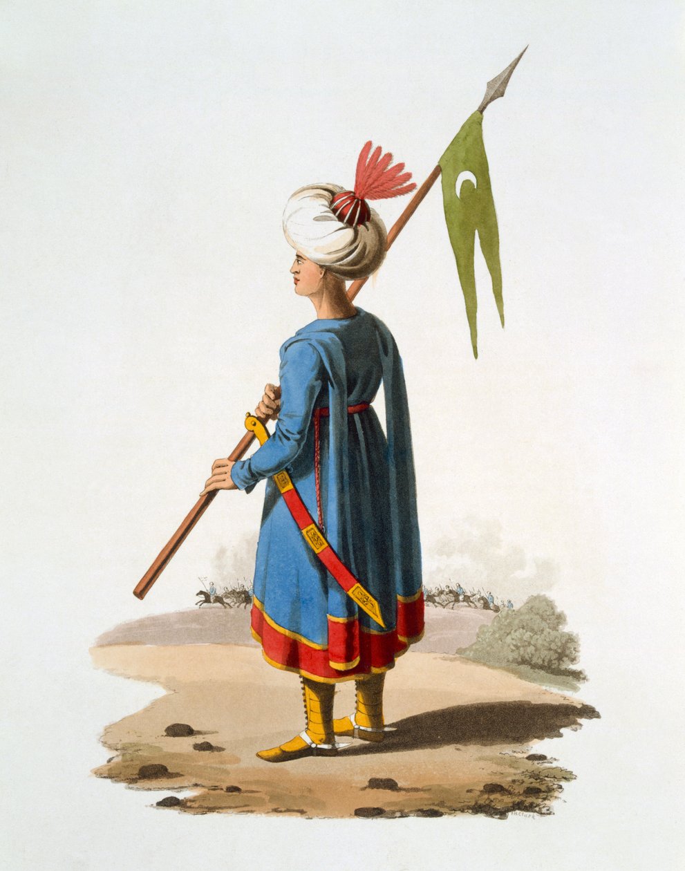 1818年，斯米西亚的旗手（彩色aquatint） 作者 英语学校