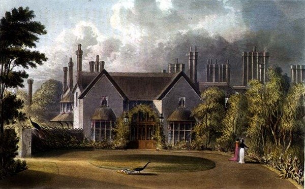 温莎大公园陛下别墅的入口正面，来自R.Ackermann（1764-1834）的《艺术汇编》。 作者 英语学校
