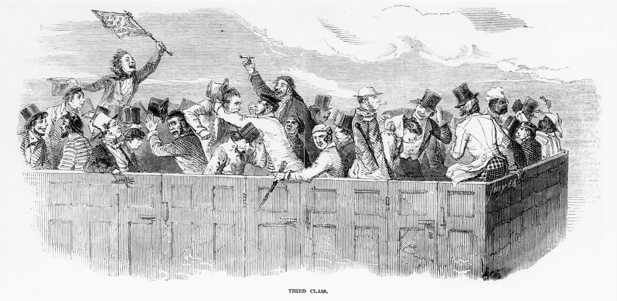 1847年爱普生赛马会。铁路--三等舱（雕版画 作者 英语学校