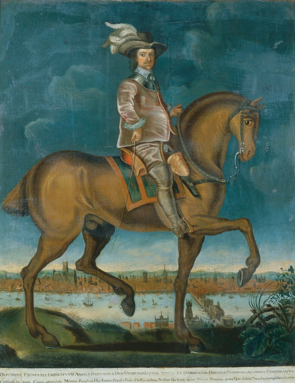 奥利弗·克伦威尔的马术肖像，约 1657 年（布面油画） 作者 英语学校