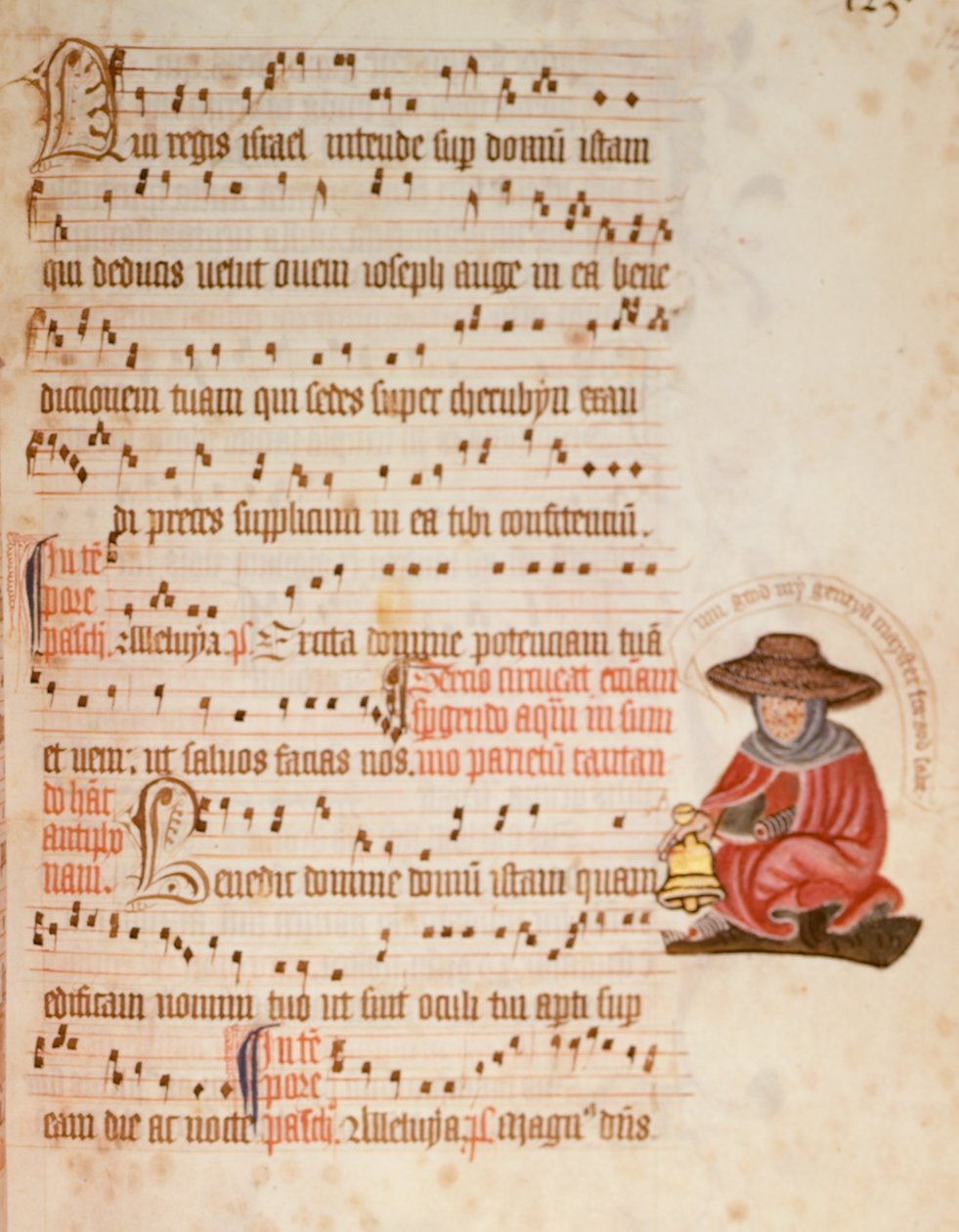 F.127 附有麻风病人图画的乐谱，约 1400 年（牛皮纸） 作者 英语学校
