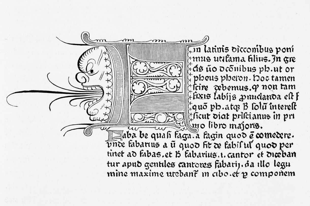 来自Catholicon的页面的传真，由约翰内斯古腾堡，美因茨，1460年印刷 作者 英语学校