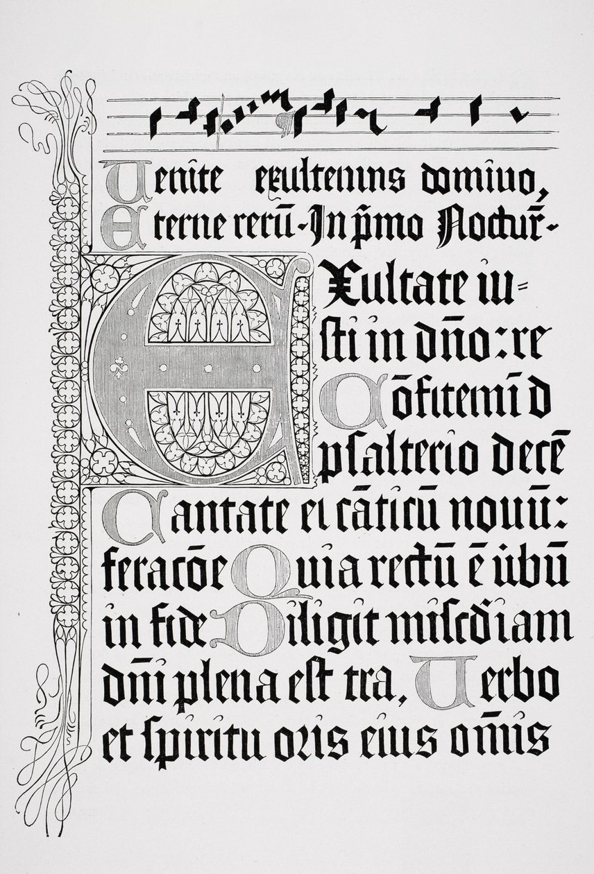 来自Psalter的页面的传真，由Johann Fust和Petrus Schoiffer，美因茨，1459年印刷 作者 英语学校