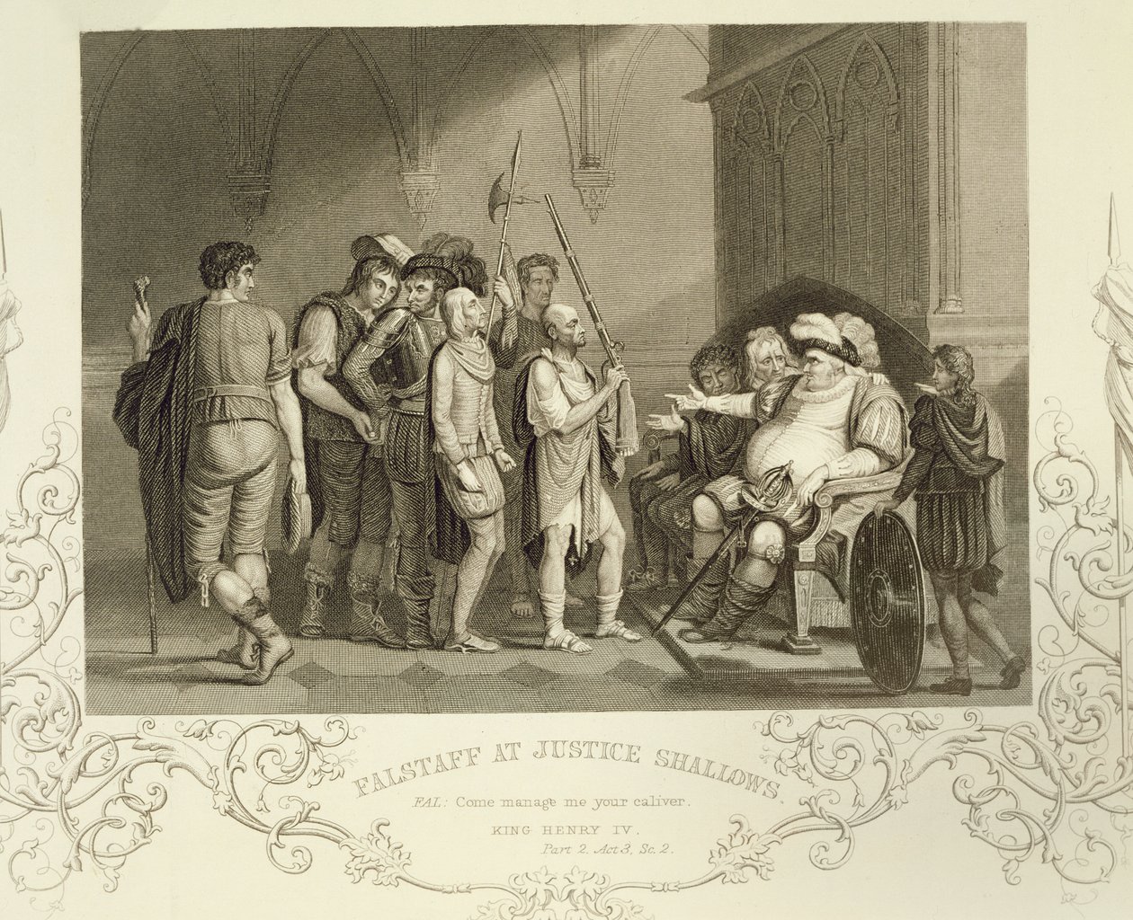 Falstaff在Justice Shallows，亨利四世（第二部分）第三幕第2幕，William Shakespeare（1564-1616） 作者 英语学校