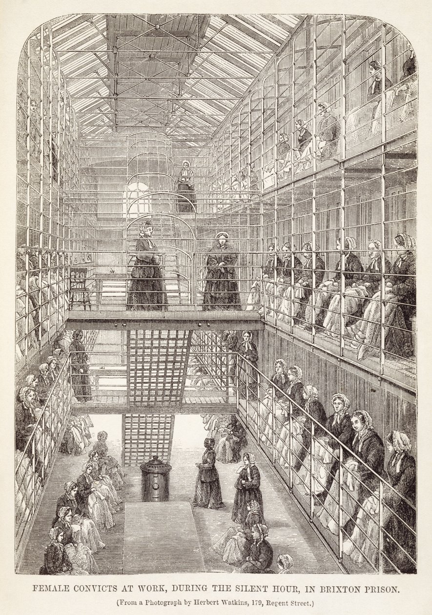 伦敦刑事监狱和监狱生活场景中的亨利·梅休（1812-87）和约翰宾尼（1860年）在布里克斯顿监狱的无声时刻工作中的女性罪犯 作者 英语学校